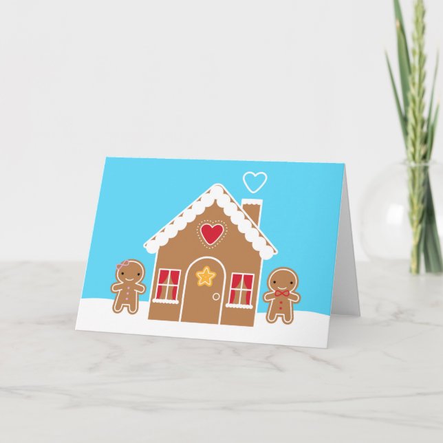 Kawaii jul Gingerbröd House Kort (Framsida)