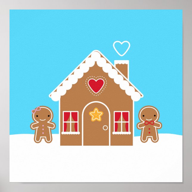 Kawaii jul Gingerbröd House Poster (Framsidan)