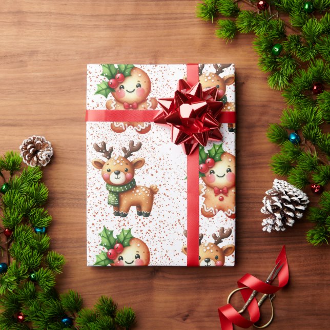 Kawaii jul Gingerbröd Mönster - Cute Holida Presentpapper (Julgåva)