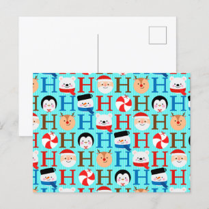 Kawaii jul Ho Ho Ho Mönster Helg Vykort