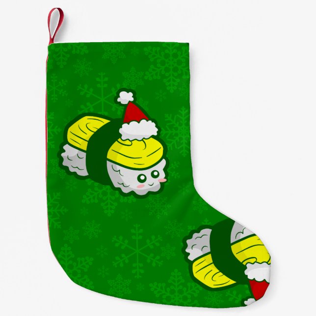 kawaii jul tamago sushi tomte snöflinga liten julstrumpa (Framsidan)