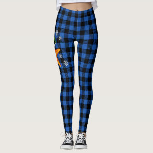 Kawaii Julafton Starfish on Blue Buffalo Mönster Leggings
