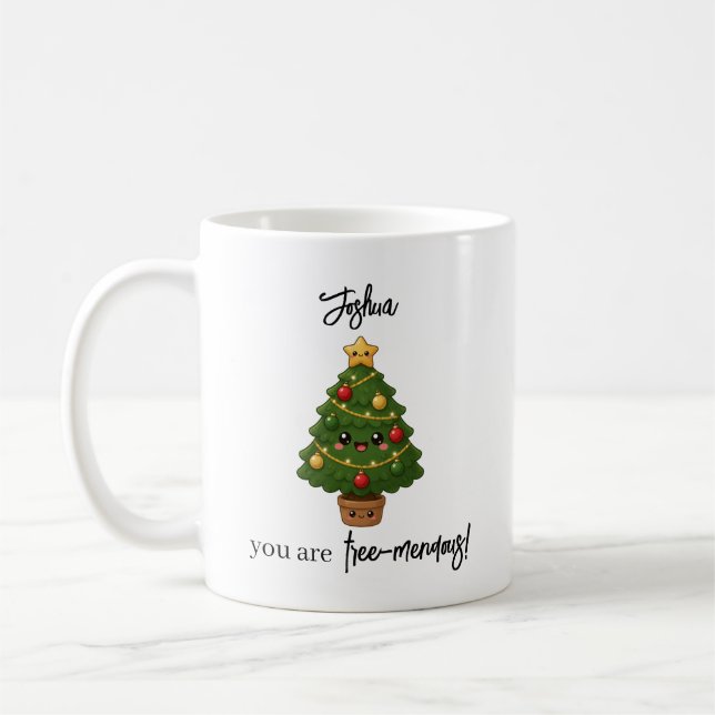 Kawaii julgran Roligt pojkvänpresent Kaffemugg (Vänster)