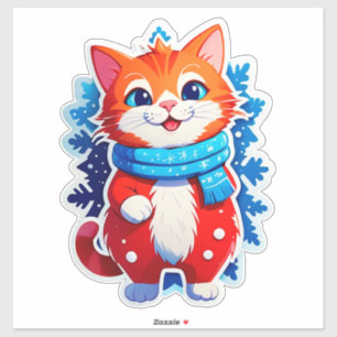 🎄 Kawaii julkatteklistgift för kattälskare Klistermärken