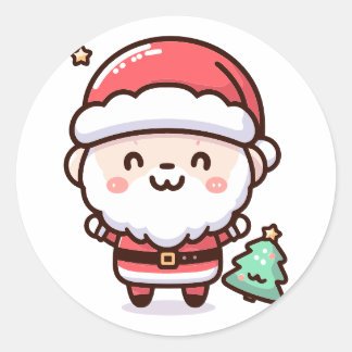 Kawaii Julklapp Sticker Runt Klistermärke