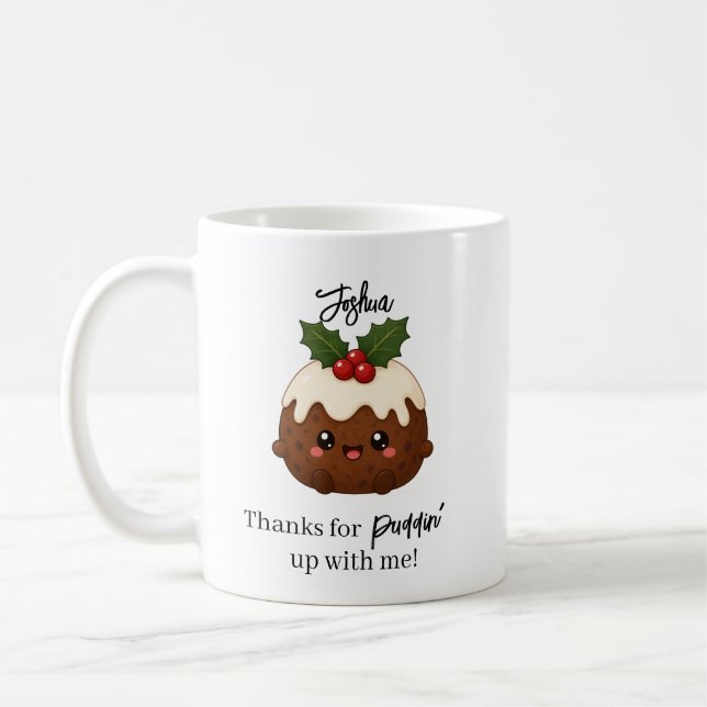 Kawaii julpudding rolig personlig gåva kaffemugg (Vänster)