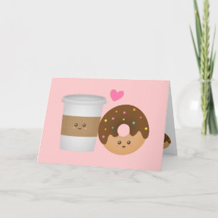 Kawaii Kaffe och Munkar i kärlek, Perfekt Par Kort