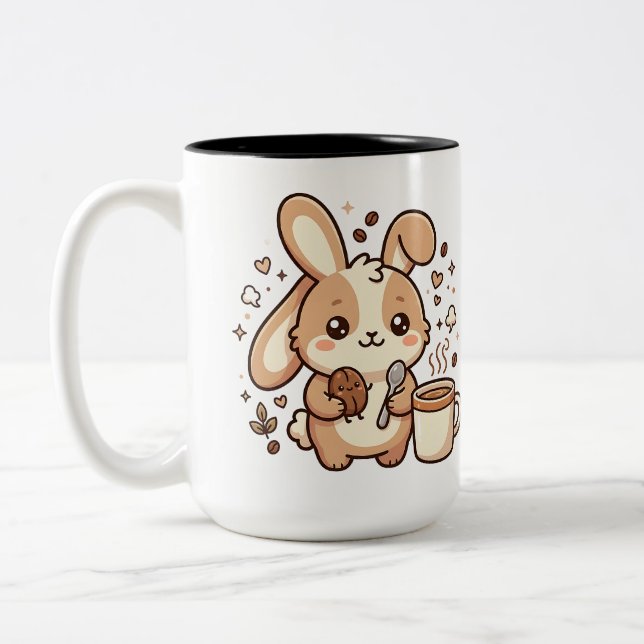 Kawaii kaffebunny Tvåtons Mugg (Vänster)