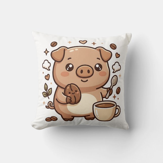 Kawaii kaffegris kudde (Framsida)