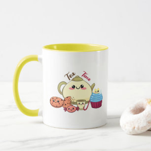 Kawaii-kakor och söt tetid mugg