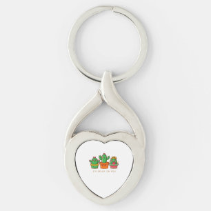 Kawaii Kaktusgänget Jag är fast på dig Lekfull des Twisted Heart Silverfärgad Nyckelring