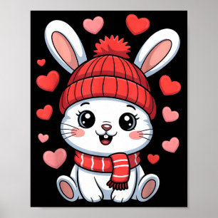 Kawaii Kanin Alla Hjärtans Dag Hjärtan Vinter Skar Poster