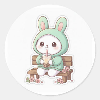 Kawaii Kanin Bubble Tea Klistermärke