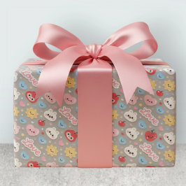 Kawaii Kanin Hjärta Kärlek Sömlöst Mönster Presentpapper