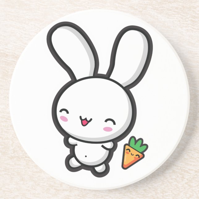 Kawaii kanin och morot underlägg sandsten (Framsidan)