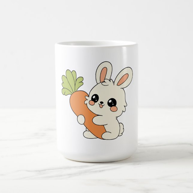 Kawaii Kanin som håller Morot Keramisk Mugg (Center)