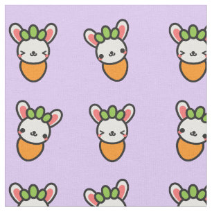 Kawaii kaninmorot med purpurfärgad bakgrund tyg