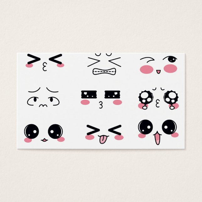 kawaii kaomoji visitkort (Framsidan)