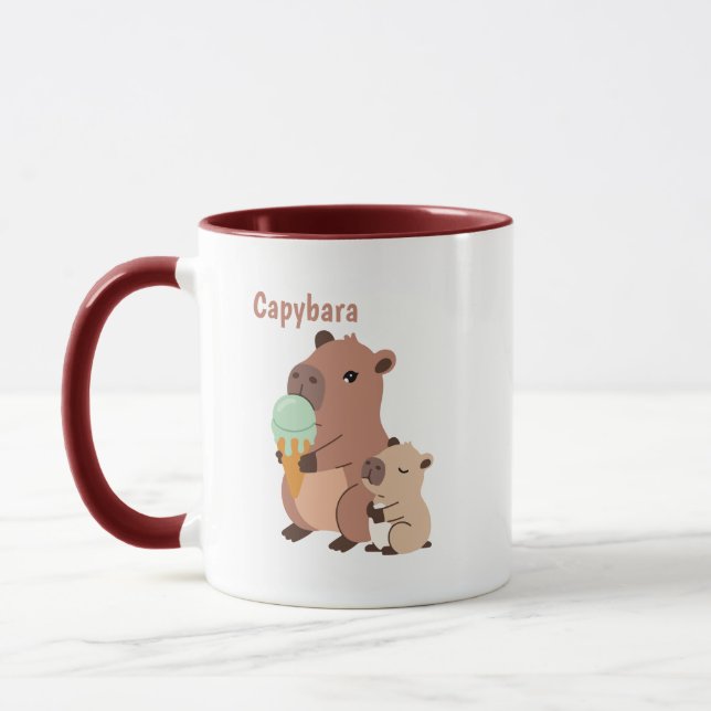 Kawaii Kapybarakaffe kopp, Roligt djurpresent, Aes Mugg (Vänster)