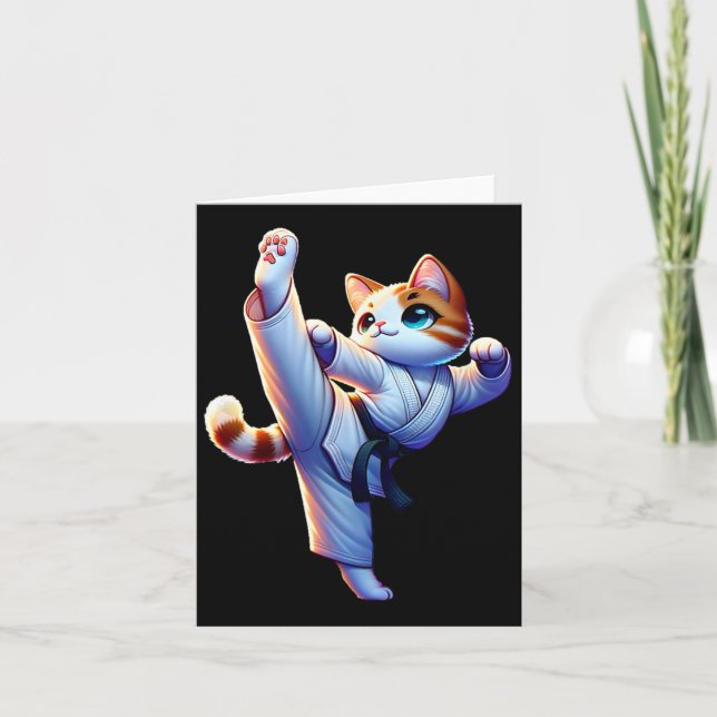 Kawaii Karate Kattunge i aktion Kort (Framsida)