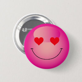Kawaii Kärlek Heart Ögon Rosa Emoji Knapp