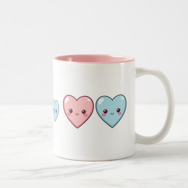 "Kawaii Kärlek Hearts Mugg - Cute Pastel Kopp" (Höger)