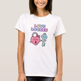 Kawaii Kärlek Låst Sött Bröllop T Shirt