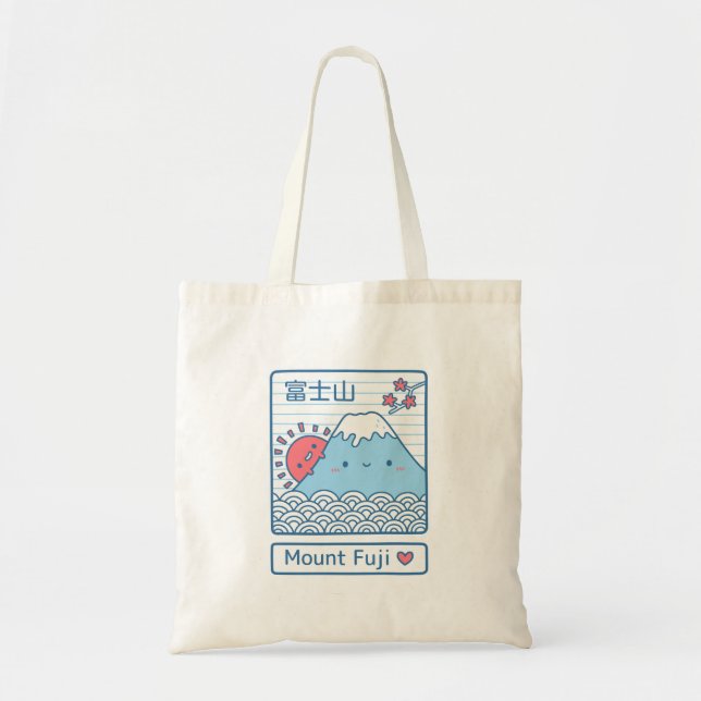 Kawaii Kärlek Mount Fuji och Sol Japan Doodle Tygkasse (Framsidan)