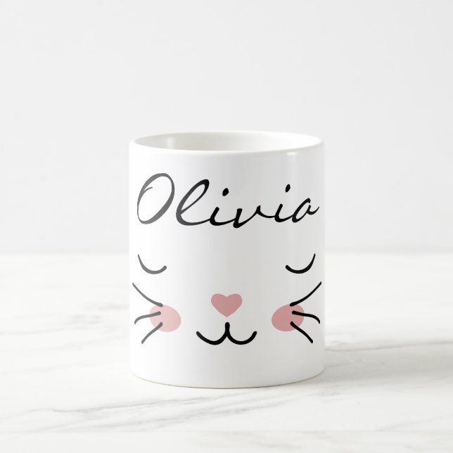 Kawaii Katt Ansikte Sömnig Kisse Anpassat Namn Mug Kaffemugg (Center)