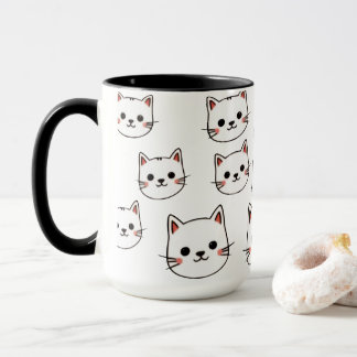 Kawaii Katt Ansikten – Sött Minimalistisk Tecknad Mugg