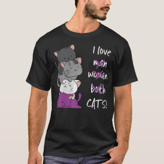 Kawaii Katt 	 - Asexuell Stolthetsflagga Katten An T Shirt
