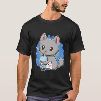 Kawaii Katt Bubble Milk Tea För T Shirt