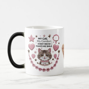 Kawaii Katt Charm Mugg – Rosa Hjärtan & Stjärnor