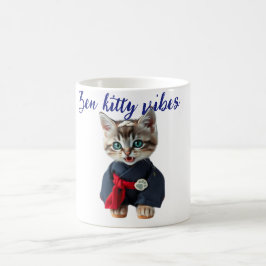 😻 Kawaii Katt i Blått Kimono - Japansk Stil Konst Kaffemugg