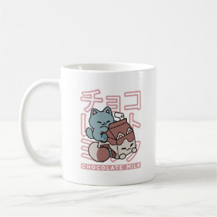Kawaii Katt med Chokladmjölk – Japansk Popkonst Kaffemugg