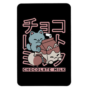 Kawaii Katt med Chokladmjölk – Japansk Popkonst Magnet