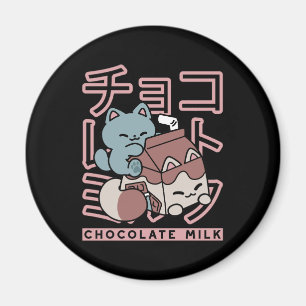 Kawaii Katt med Chokladmjölk – Japansk Popkonst Magnet
