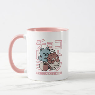 Kawaii Katt med Chokladmjölk – Japansk Popkonst  Mugg