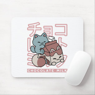 Kawaii Katt med Chokladmjölk – Japansk Popkonst Musmatta