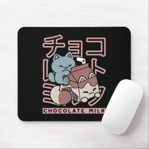 Kawaii Katt med Chokladmjölk – Japansk Popkonst Musmatta