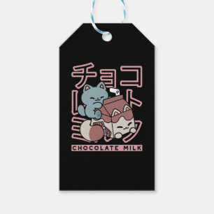 Kawaii Katt med Chokladmjölk – Japansk Popkonst Presentetikett