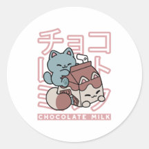 Kawaii Katt med Chokladmjölk – Japansk Popkonst