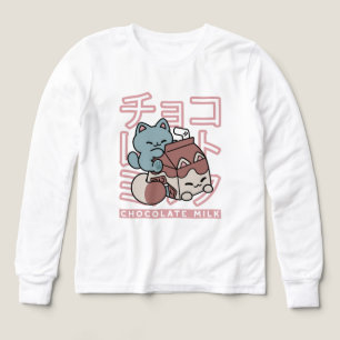 Kawaii Katt med Chokladmjölk – Japansk Popkonst T Shirt