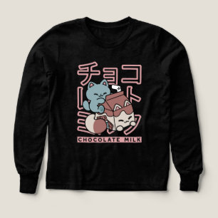 Kawaii Katt med Chokladmjölk – Japansk Popkonst  T Shirt