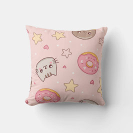 Kawaii Katt, Munk och Stjärnmönster  Kudde