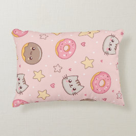 Kawaii Katt, Munk och Stjärnmönster  Prydnadskudde