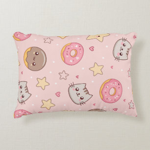 Kawaii Katt, Munk och Stjärnmönster  Prydnadskudde
