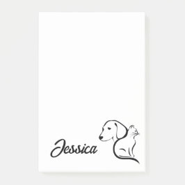 Kawaii Katt och Hund Linje Konst Post-it Block