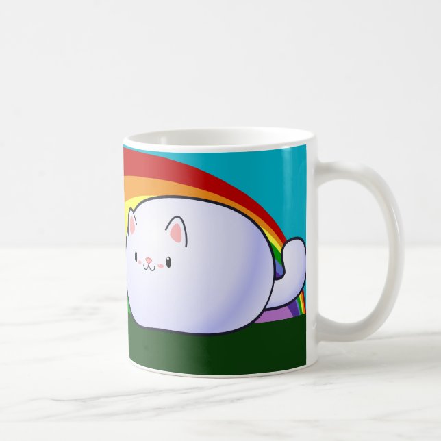 Kawaii katt och regnbåge kaffemugg (Höger)