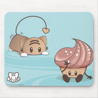 Kawaii katt & tårta Mousepad. Musmatta